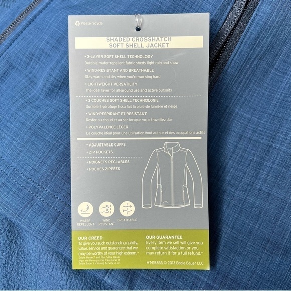 NWT EDDIE BAUER Women's Shaded Crosshatch Soft Shell Jacket Blue Size S - Picture 13 of 16